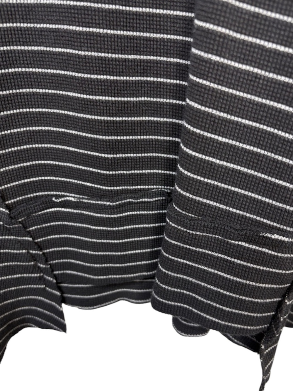 Cut Loose Black White Striped Waffle Knit Long Sleeve Top Women Size L - Picture 3 of 5